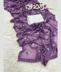 Purple and White color Georgette sarees with all over thread work design -GEOS0024444