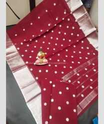 Maroon color Uppada Cotton handloom saree with All over Buttas Design-UPAT0003130