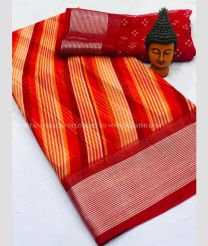 Yellow and Red color Chiffon sarees with printed design saree -CHIF0000429