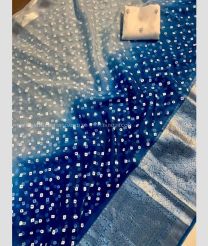 Grey and Navy Blue color Organza sarees with All over Foil Printed Design-ORGS0002926