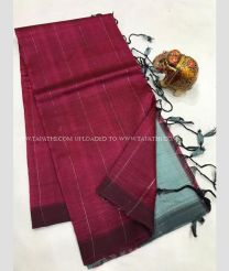 Red and Bluish Green color mangalagiri pattu handloom saree with All over Lines Design-MAGP0024288
