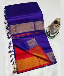 Blue and Red color Tripura Silk handloom saree with Langa Voni Design-TRPP0006139