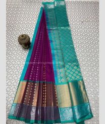 Magenta and Blue Turquoise color mangalagiri pattu sarees with all over buttas design -MAGP0027267