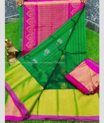 Magenta and Green color kuppadam pattu handloom saree with All over Buttas Design-KUPP0035365