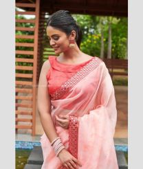 Lite Peach and Dark Peach color Organza sarees with Mirror Border Design-ORGS0001682