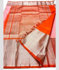 Copper and Orange color venkatagiri pattu sarees with all over checks design -VAGP0001118