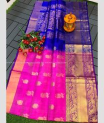 Pink and Royal Blue color uppada pattu sarees with all over jamdhani buttas design -UPDP0022444