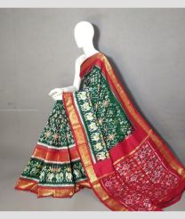 Forest fall Green and Deep Pink color pochampally ikkat pure silk handloom saree with Kanchi Border Design-PIKP0037190