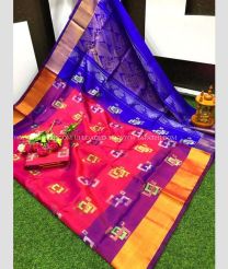 Pink and Royal Blue color uppada pattu sarees with all over technic buttas design -UPDP0022365