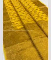Mustard Yellow color Organza sarees with all over big buties design -ORGS0000423