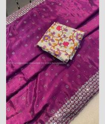 Magenta and Cream color silk sarees with all over sequence work design -SILK0018239