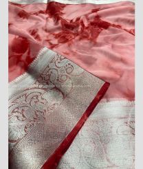 Peach and Red color Organza sarees with printed design saree -ORGS0000741