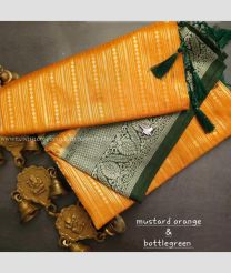 Orange and Pine Green color Georgette sarees with Floral Border Design-GEOS0017084