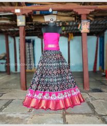 Black and Pink color Ikkat Lehengas with pochampalli border design -IKPL0000789