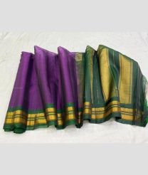 Purple and Dark Green color gadwal sico sarees with jari border design -GAWI0000837