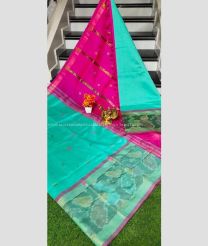 Blue Turquoise and Pink color Tripura Silk sarees with all over buttas design -TRPP0008759