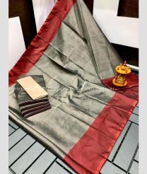Grey and Maroon color Uppada Tissue handloom saree with Double Border Design-UPPI0001725