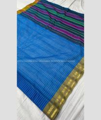 Blue and Magenta color gadwal cotton sarees with all over lines design -GAWT0000387