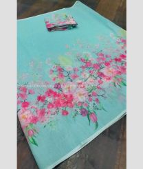 Light Blue color linen sarees with printed design saree -LINS0000851