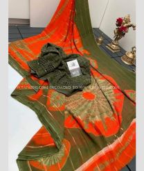 Orange and Mehndi Green color Georgette sarees with printed design saree -GEOS0000313