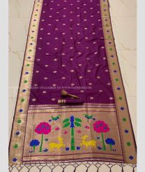 Magenta color paithani sarees with all over meenakari buttas design -PTNS0005349