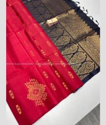 Red and Black color soft silk kanchipuram sarees with All over Jari Design-KASS0000173