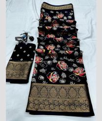 Black and Golden color linen sarees with all over design -LINS0004003