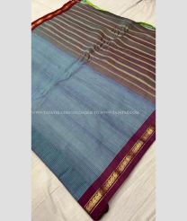 Grey and Magenta color gadwal cotton sarees with all over lines design -GAWT0000384