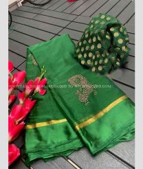 Green and Gold color Chiffon sarees with printed design saree -CHIF0000272