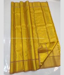 Gold and Mehndi Green color kanchi pattu handloom saree with zari border saree design -KANP0005765