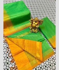 Parrot Green and Mango Yellow color Tripura Silk handloom saree with All over Checks Design-TRPP0004279