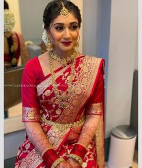 Red and Gold color Banarasi sarees with All over Design-BANS0002133