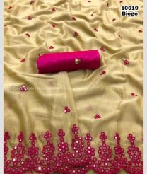 Sandal and Red color Chiffon sarees with embriodary saree design -CHIF0000344