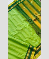 Parrot Green and Dark Green color gadwal sico handloom saree with Jari Border Design-GAWI0000428