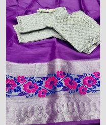 Magenta and Silver color Organza sarees with zari border saree design -ORGS0000645
