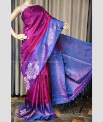 Pink and Violet color kanchi pattu handloom saree with zari border saree design -KANP0005975