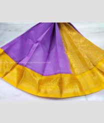 Purple and Yellow color gadwal cotton sarees with all over checks design -GAWT0000408