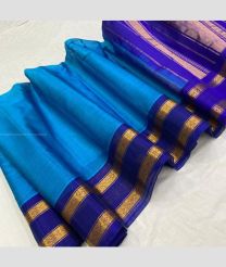 Blue and Royal Blue color gadwal sico sarees with jari border design -GAWI0000833