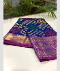 Navy Blue and Magenta color Banarasi sarees with Jari Border Design-BANS0000657