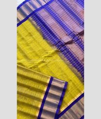 Mustard Yellow and Royal Blue color gadwal sico handloom saree with Kaddy Border Design-GAWI0000425