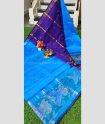 Blue and Purple Blue color Tripura Silk sarees with all over buttas design -TRPP0008767