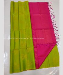Parrot Green and Rani Pink color soft silk kanchipuram sarees with All over Jari Design-KASS0000260