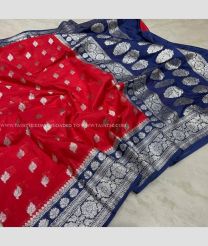 Red and Navy Blue color Banarasi sarees with all over buttas design -BANS0019051