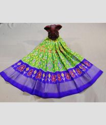 Parrot Green and Royal Blue color Ikkat Lehengas with all over pochampally ikkat design -IKPL0028859