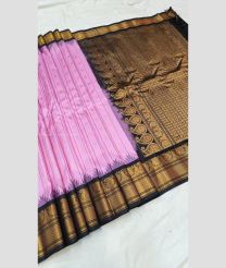 Rose Pink and Black color gadwal pattu handloom saree with All over Checks Design-GDWP0001206