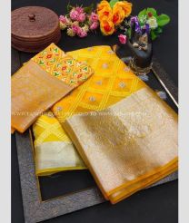 Yellow color Organza sarees with embriodary saree design -ORGS0000575