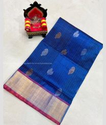 Navy Blue and Magenta color uppada pattu handloom saree with All over Buttas Design-UPDP0014110