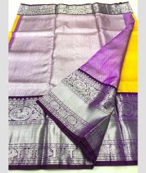 Yellow and Plum Purple color venkatagiri pattu sarees with all over buttas design -VAGP0001181