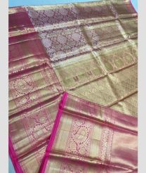 Lite Golden and Pink color kanchi pattu sarees with half and half modle brocate design -KANP0014132