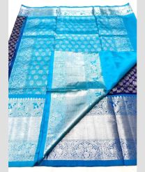 Navy Blue and Sky Blue color venkatagiri pattu sarees with all over kalamjali design -VAGP0001119